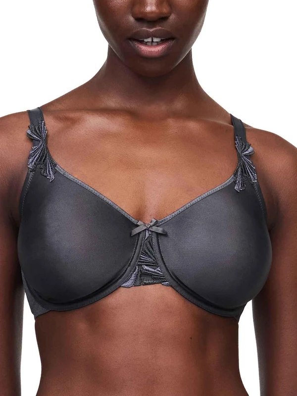 Chantelle Women's, HEDONA, Covering Molded Bra, Women's invisible lingerie, Gris Profond/Gris Lavande, 32DD