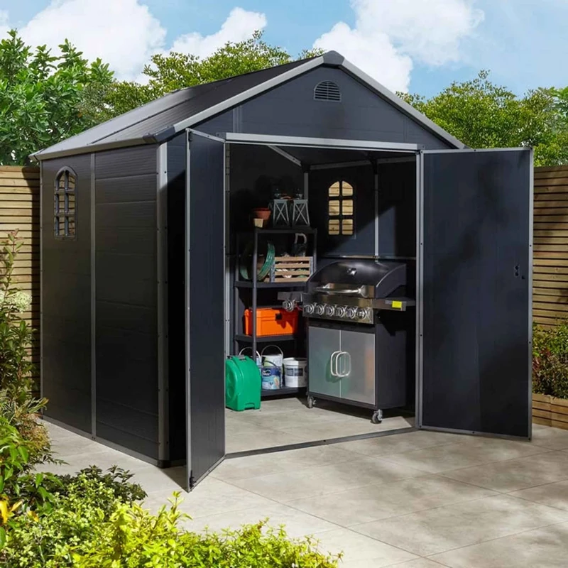 Rowlinson Airevale 8x6 Plastic Apex Shed Dark Grey