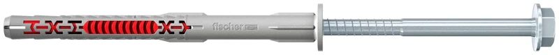fischer DuoXpand 10 x 120 FUS, universal plug with hexagon head screw & molded washer, strong hold, ideal for porous building materials, enables anchoring close to the edge, 50 pcs