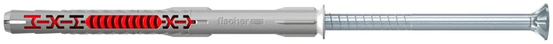 fischer DuoXpand 10 x 140 T, high-quality wall plug with zinc-plated steel countersunk head screw, strong hold, ideal for porous building materials, enables indoor anchoring close to the edge, 50 pcs.