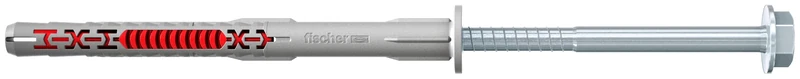 fischer DuoXpand 8 x 100 FUS, universal plug with hexagon head screw & molded washer, strong hold, ideal for porous building materials, enables anchoring close to the edge, 50 pcs - Image 1