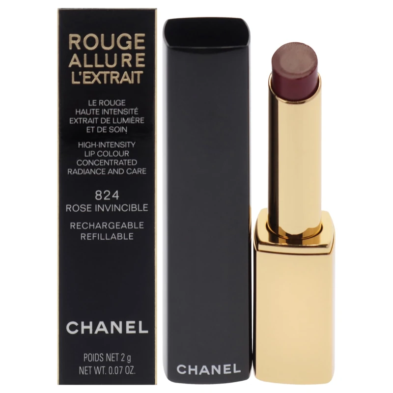 CHANEL 820-38240 Rouge Allure L'extrait Lipstick Rose Invincible-824 1 U for adults, ideal for polished makeup and nail looks - Image 1