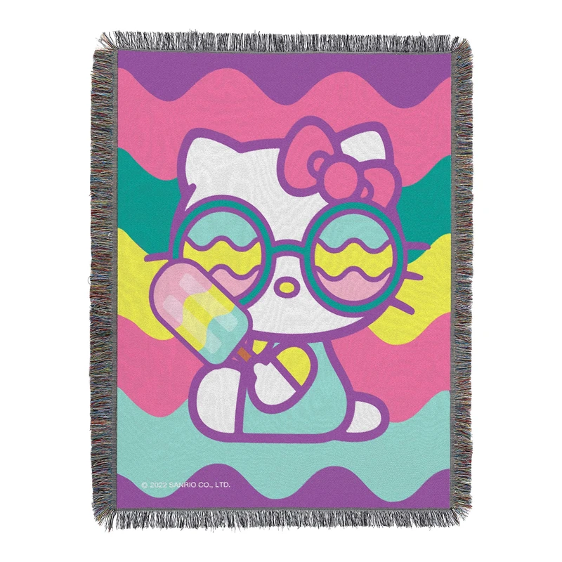 Northwest Hello Kitty Woven Tapestry Throw Blanket, 48" x 60", Cool Kitty