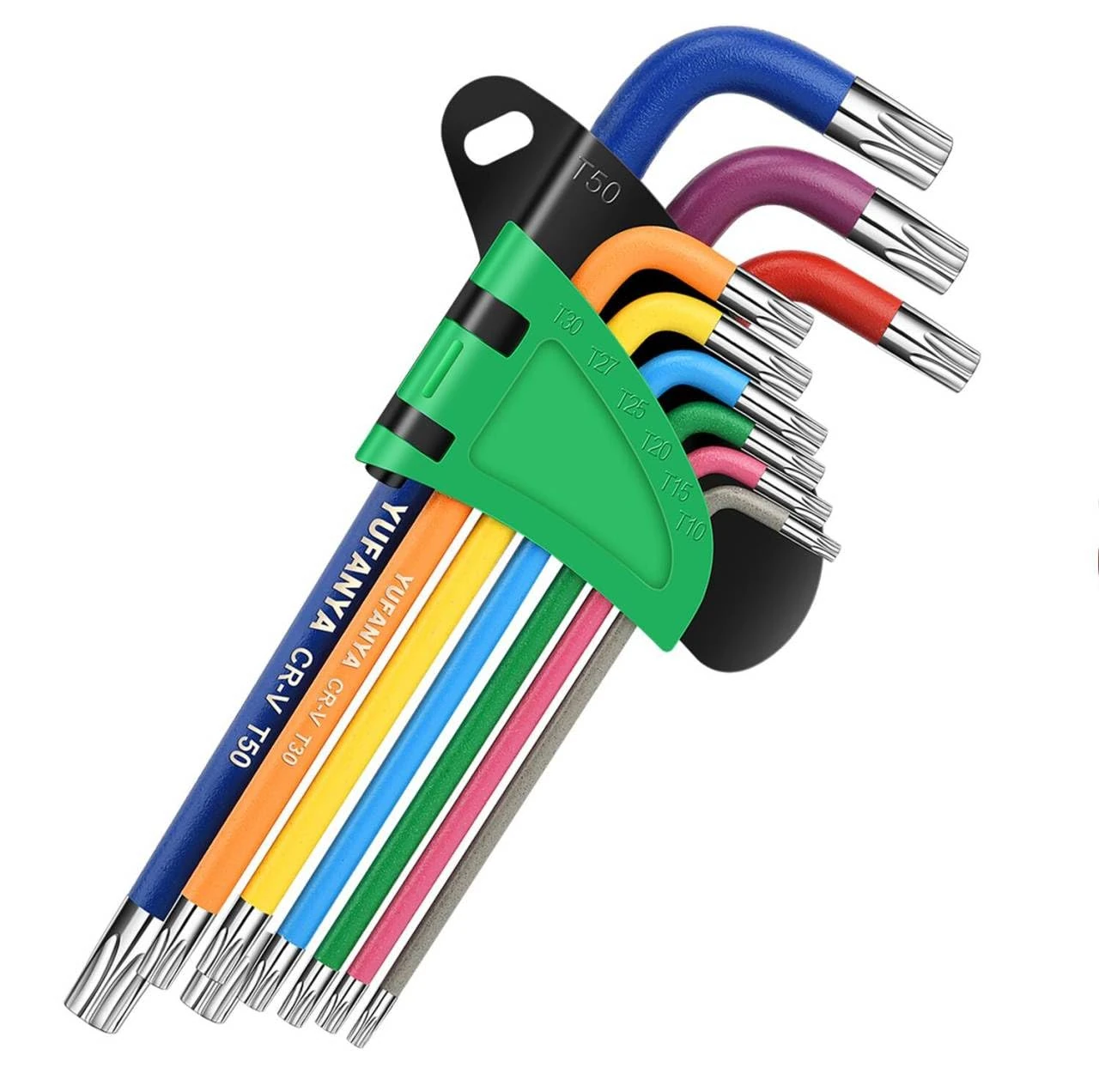 YUFANYA 9PC Torx Key Set,Star Hex Key Set,Torx Allen Key Set with Multi Colour Coded,Sizes T10-T50,Allen Wrench Set for Bicycle Repair,Furniture Assembly,Appliance Repair,Household DIY