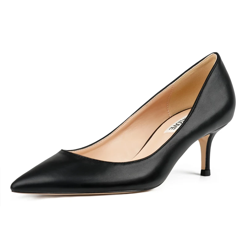 JOY IN LOVE Women's Shoes Low Heels Pointy Toe Kitten Heel Daily Pumps, Black-Matte, 5 UK - Image 1