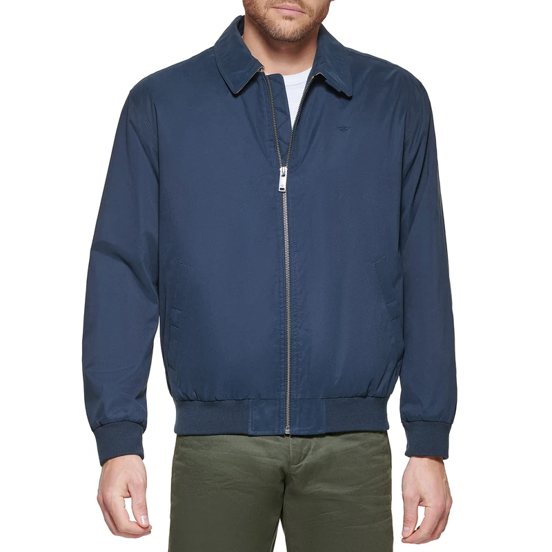 DOCKERS Men's Micro Twill Golf Bomber Jacket (Standard and Big & Tall) Windbreaker, Navy, XL
