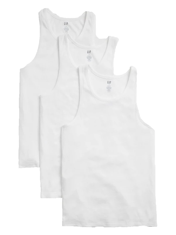 GAP Men's V-3 Pk Tank T-Shirt, Optic White, Medium