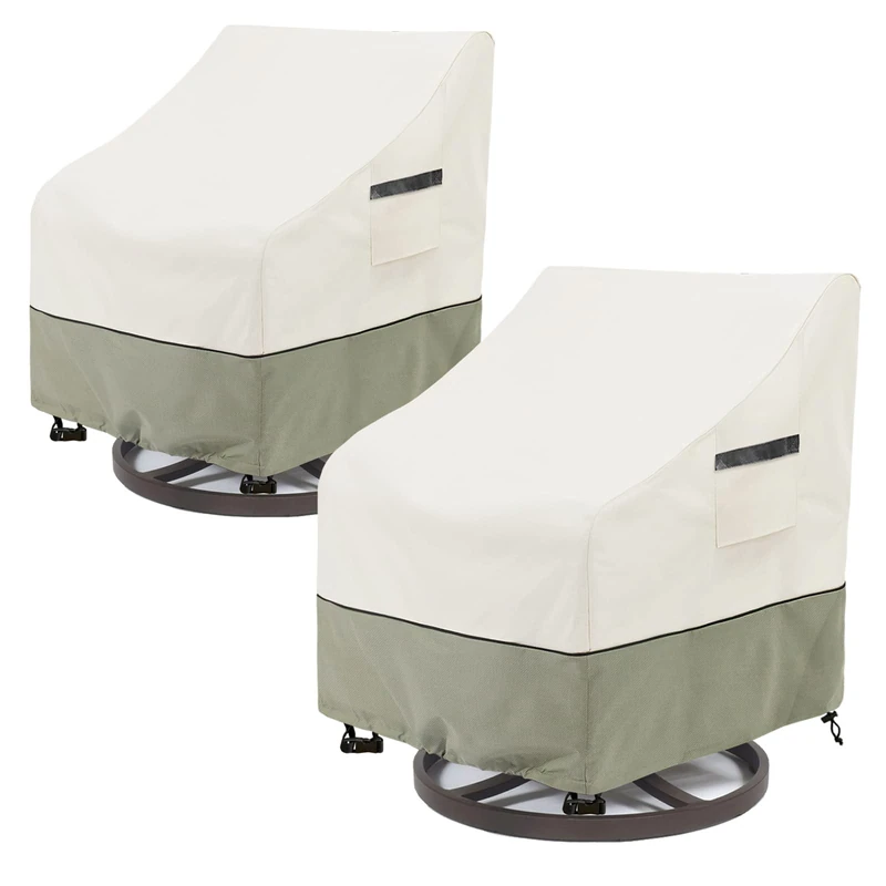 LSongSKY Outdoor Swivel Lounge Chair Cover 2 Pack,100% Waterproof Heavy Duty Outdoor Chair Covers,(33 W x 35 D x 38.5 H inches) Patio Furniture Cover for Swivel Patio Chair,White&Grayish Green