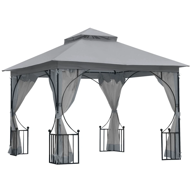 Outsunny 3x3m Garden Gazebo - Metal Frame Patio Party Tent