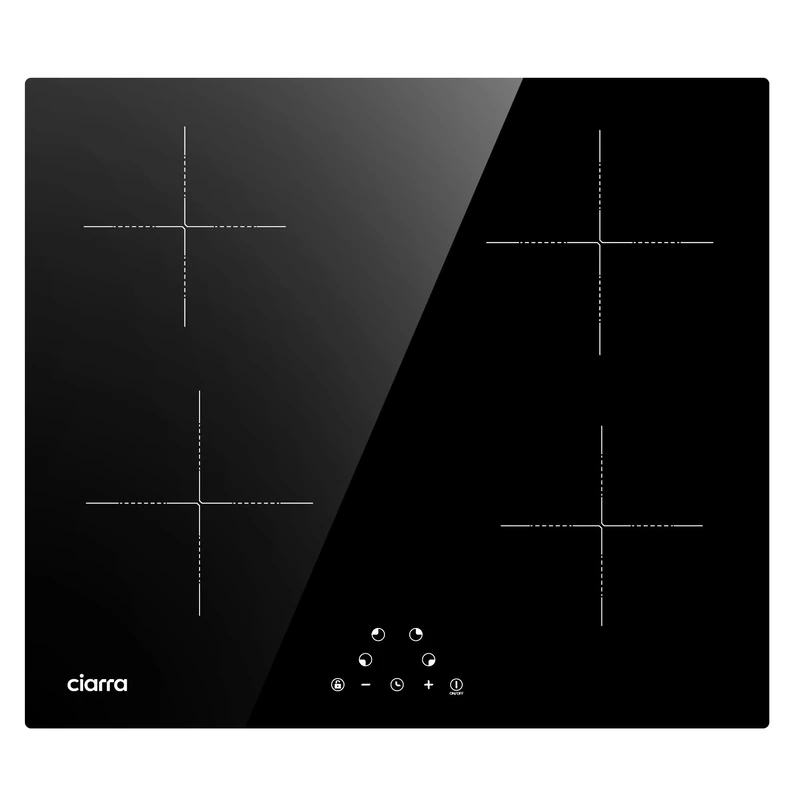 CIARRA CABBIH4 Built-in Induction Hob 4 Zones Touch Control Ceramic Glass Plate 9 Power Levels Child Safety Lock Black