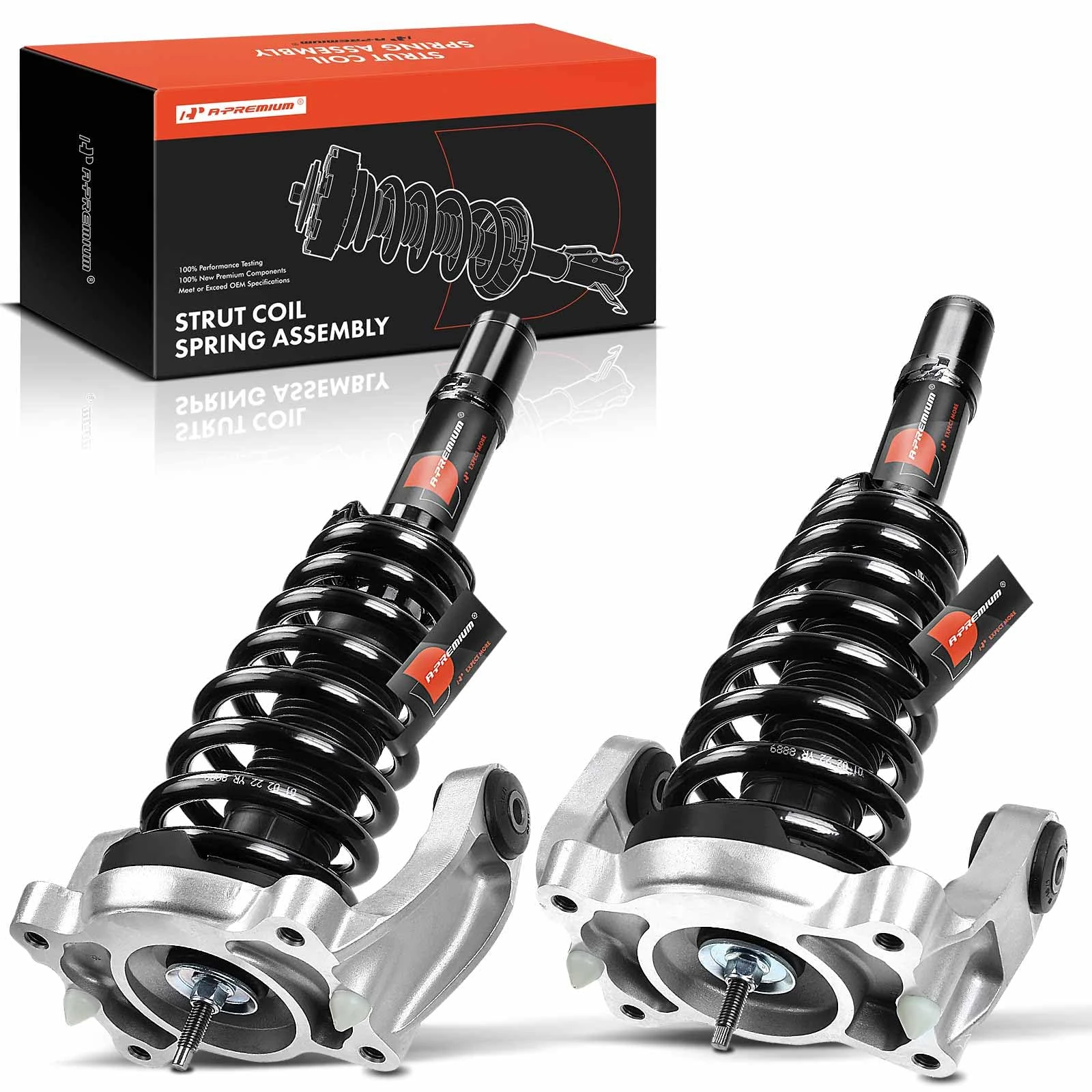 A-Premium Pair (2)Front Shock Complete Strut & Coil Spring Assembly Compatible with Chrysler Sebring 1999-2006, Cirrus 1999-2000, Dodge Stratus 1999-2006, Plymouth Breeze 1999-2000, Left & Right Side