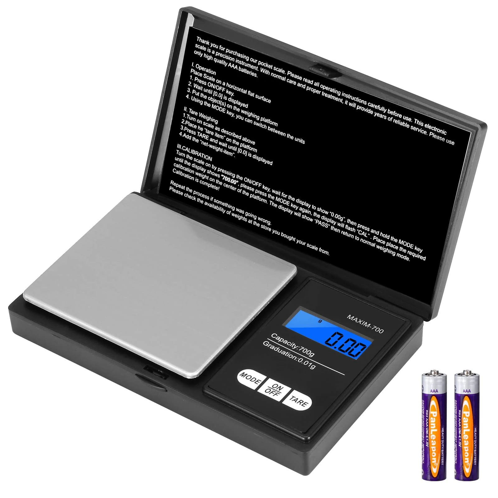 Vinabo 700g Digital Scales 0.01g, Kitchen Scales Digital,Mini Pocket Scales,precision scale LCD Display, Jewellery Scales Weighing Scales for Jewellery Gold Food Coffee Herb Coin (Battery included)