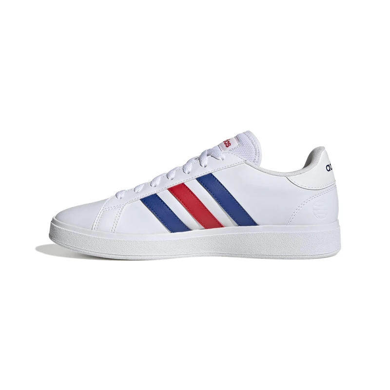 adidas Men's Grand Court Base 2.0 Shoes, Cloud White/Royal Blue/Vivid Red, 11 UK