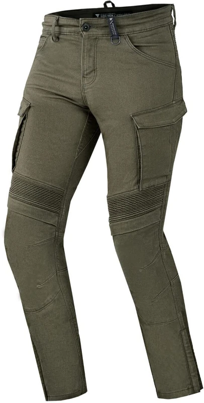 SHIMA GIRO 2.0 Motorcycle Trousers for Men - Elastic Regular Fit Cargo Riding Pants Mens with DuraQL Layer, CE Knee and Hip Protectors (Khaki, 40)
