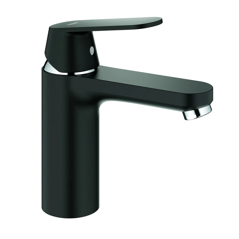 GROHE Eurosmart Cosmopolitan Single-Lever Basin Mixer A Water-Saving Tap with Medium High Spout and Smooth Body in Midnight Black, 23327KW0
