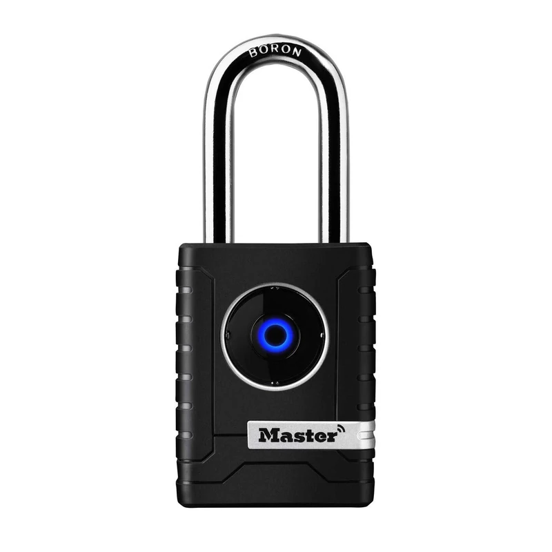 Master Lock 4401EURLHEC Bluetooth Smart Padlock for Professional and Private Use, Outdoor, Long Shackle, Black