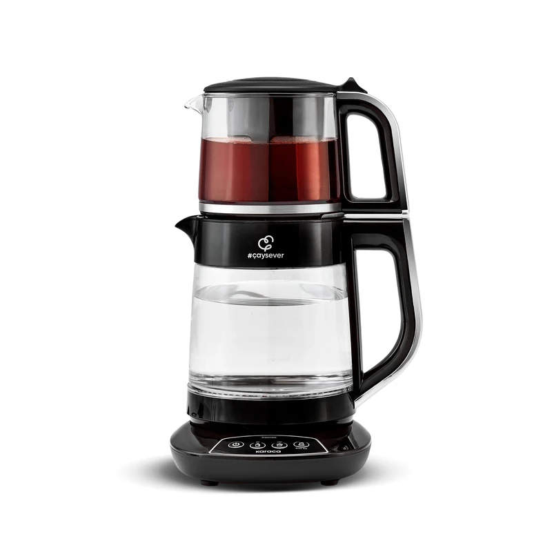 Karaca Caysever 1700W BPA Free Chrome Steel Teapot Maker 0.8L Capacity 1.5L Water Tank - Image 1