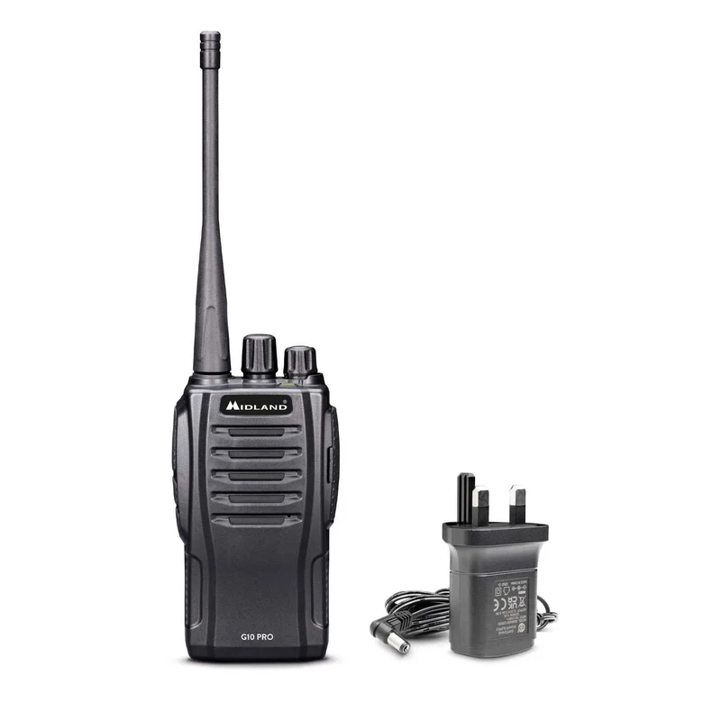 Midland - Walkie Talkie G10 PRO, 32 PMR446 Channels, License-Free, 12Km Range, Walkie talkies for Adults, 16H Battery Life, 50 CTCSS Tones, 116 DCS Codes, Battery and Accessories