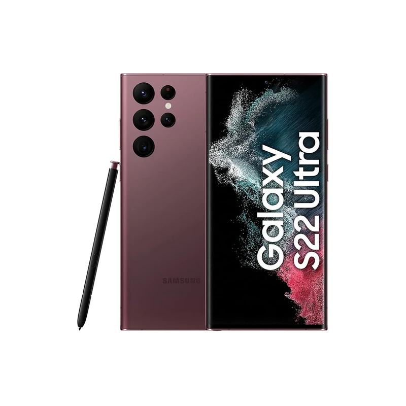 Samsung Galaxy S22 Ultra 5G S908B/DS 2022 all carriers Dual Sim 128GB Burgundy (Renewed)