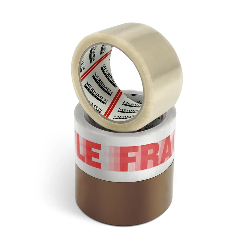 Merrimen Heavy Duty Mixed Roll Packaging Tape - 48mm x 66m, 3 Pack