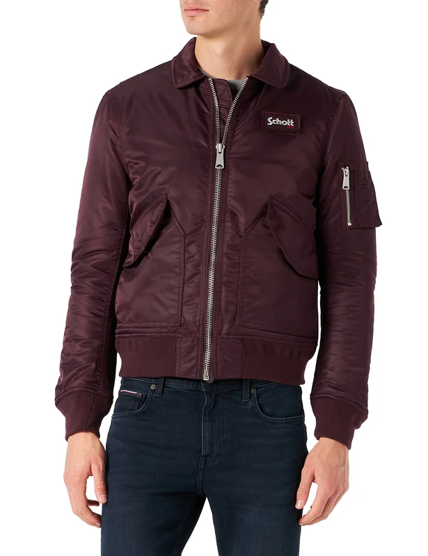 Schott NYC Unisex Bombers, Dark Burgundy, L - Image 1