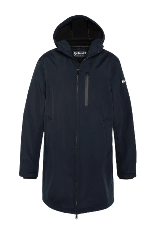 Schott NYC Calvin Long Zip with Hood from Schott, Navy, XL
