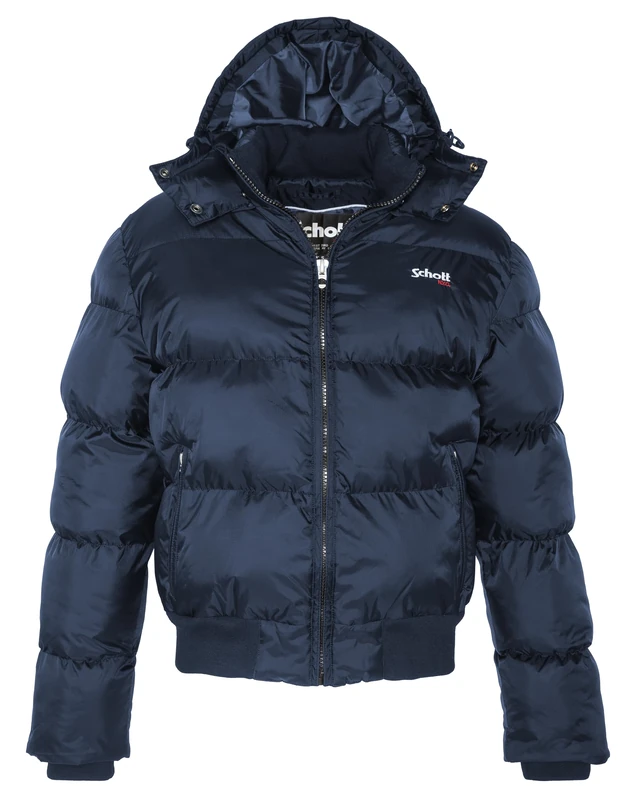 Schott NYC Mixte Chicago DOUDOUNE A CAPUCHE AVEC BORD COTE SCHOTT, NAVY, XS EU
