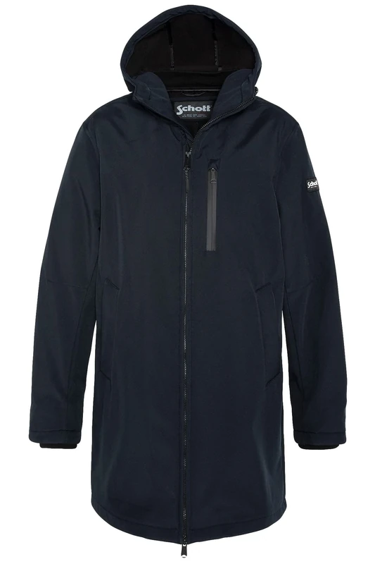 Schott NYC Kalvin Schott Long Zip Hooded Jacket, Navy Blue, L