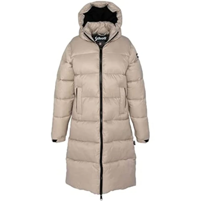 Schott NYC BELSTAR2WRS Women's Quilted Long Hooded Down Jacket, Beige, XS Adult