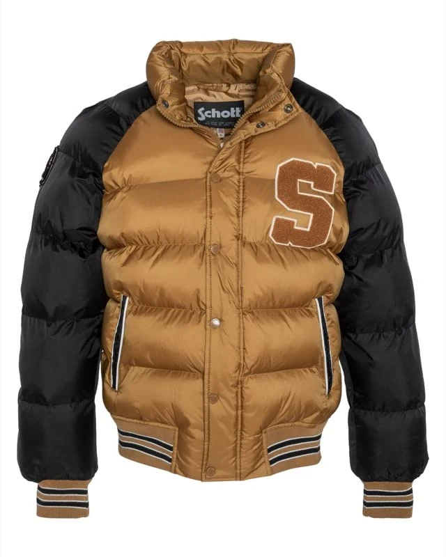 Schott NYC Austin Schott Two-Tone Jacket with Badges, Gold/Black, M
