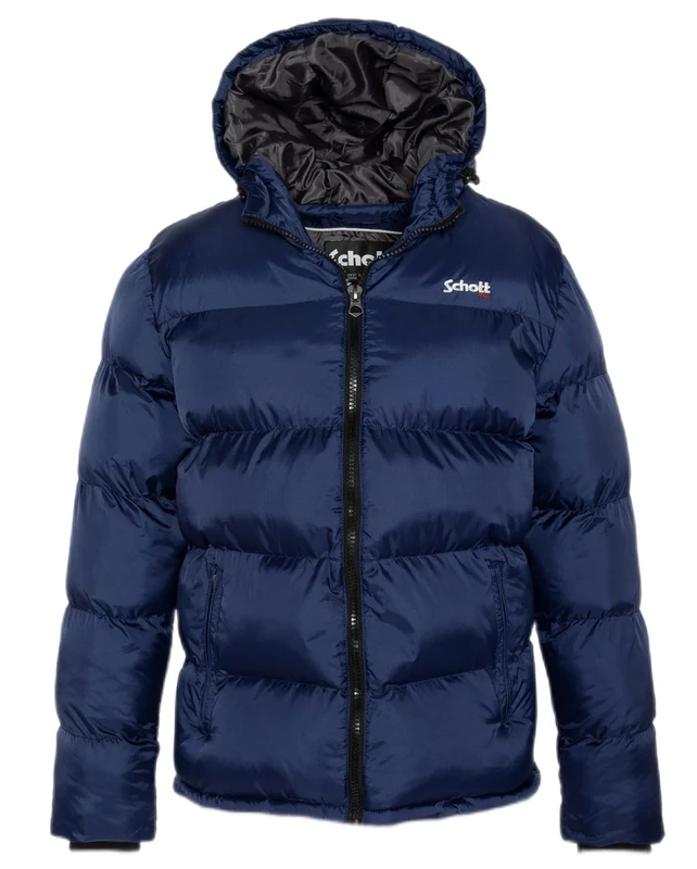 Schott NYC IDAHO2 Down Jacket with Hood Zippe Schott, Royal Blue, L for Adults