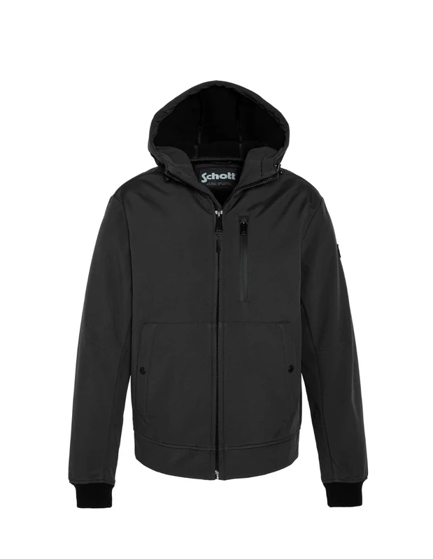 Schott NYC Kale Schott Short Zip Hooded Jacket, Black, XXL
