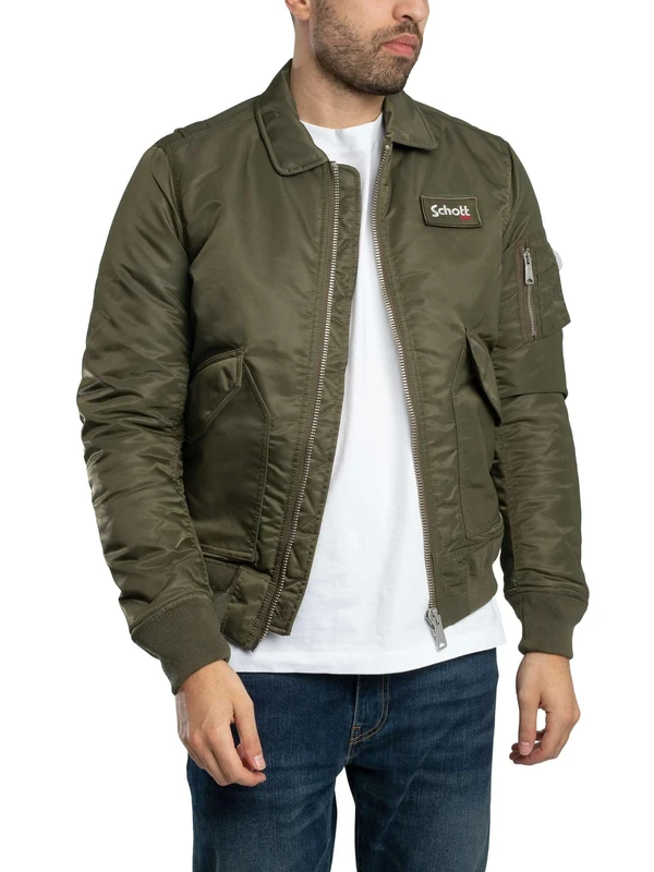 Schott NYC Unisex Bombers, Army Khaki, XS