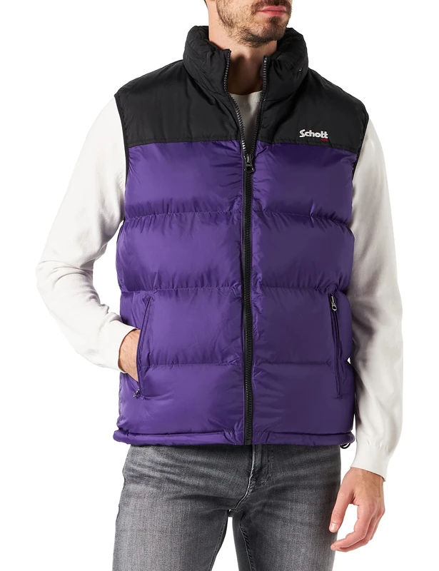 Schott NYC Utahv Schott Shoulder Padded Vest, Purple, S