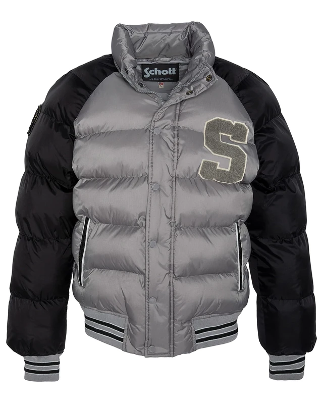 Schott NYC Austin Schott Two-Tone Jacket with Badges, Silver/Black, M