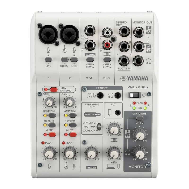 White 6-Channel Live Streaming Mixer/USB Interface for IOS/Mac/PC