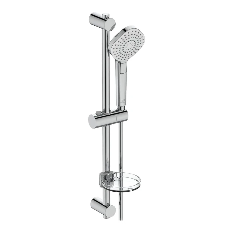 Ideal Standard Shower Kit Including Evo Diamond Multi Spray Pattern Shower Head, 600mm Rail and 1.75m Hose, B2621AA, Chrome