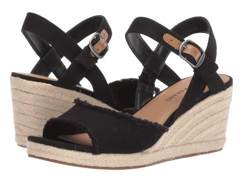 Lucky Brand Women's Mindra Wedge Sandal, Black, 7 UK