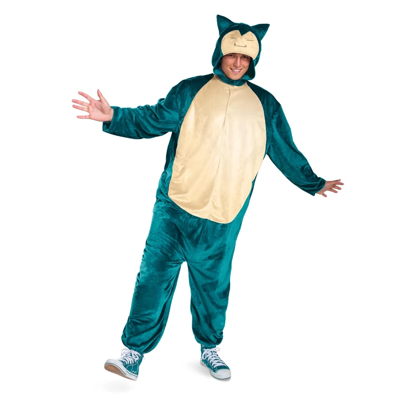 Disguise Pokémon Snorlax Adult Jumpsuit, Official Pokémon Licensed Dress Up, Soft Minky Fabric, Detachable Hood with Ears, Embroidered Character Details, Unisex XS/S, S/M, L/XL