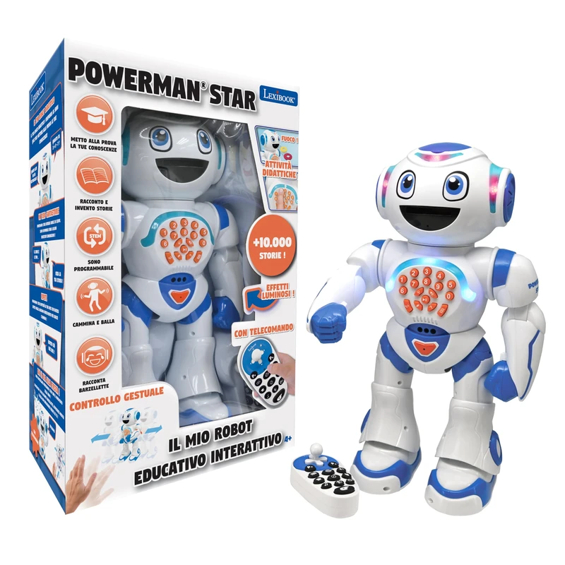 Lexibook, Powerman Star Talking Robot Walking Remote Control STEM for Kids 4+, ROB85IT