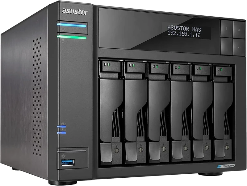 Asustor Lockerstor 6 Gen 2 AS6706T | 6 Bay NAS, Quad Core 2.0GHz CPU, 4 M.2 PCIe 3.0 SSD Slots, 2 2.5GbE Ports, 8GB RAM DDR4, Network Attached Storage (Diskless)