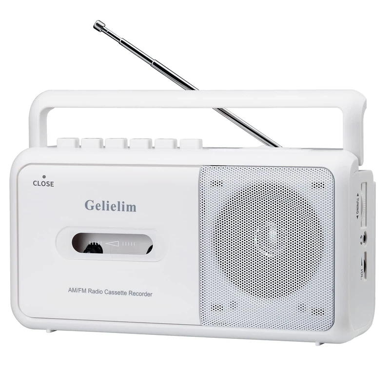 Gelielim Portable Cassette Player Boombox AM/FM Radio Stereo, CasetteTape Player Recorder with Earphone Jack Battery Operated or AC Powered UK Plug (Brown1)