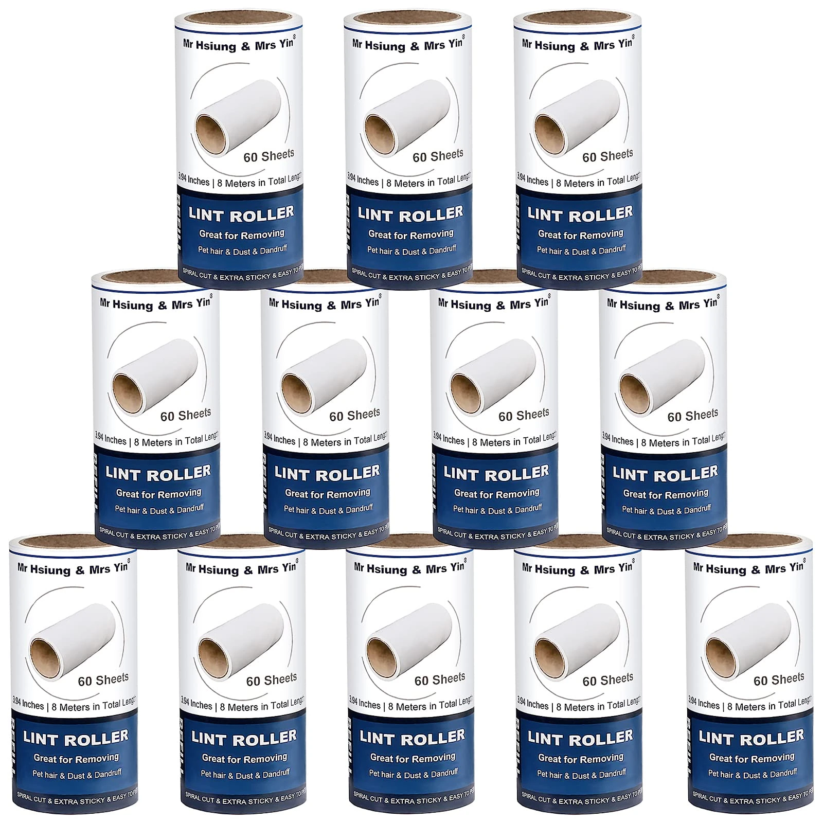 720 Sheets Lint Roller Refills (12 Pack) – Extra Sticky Refills for Lint Roller, Clothes & Pet Hair Removal, Dog Hair Remover, Lint Brush – Value Pack, Great Value for Money