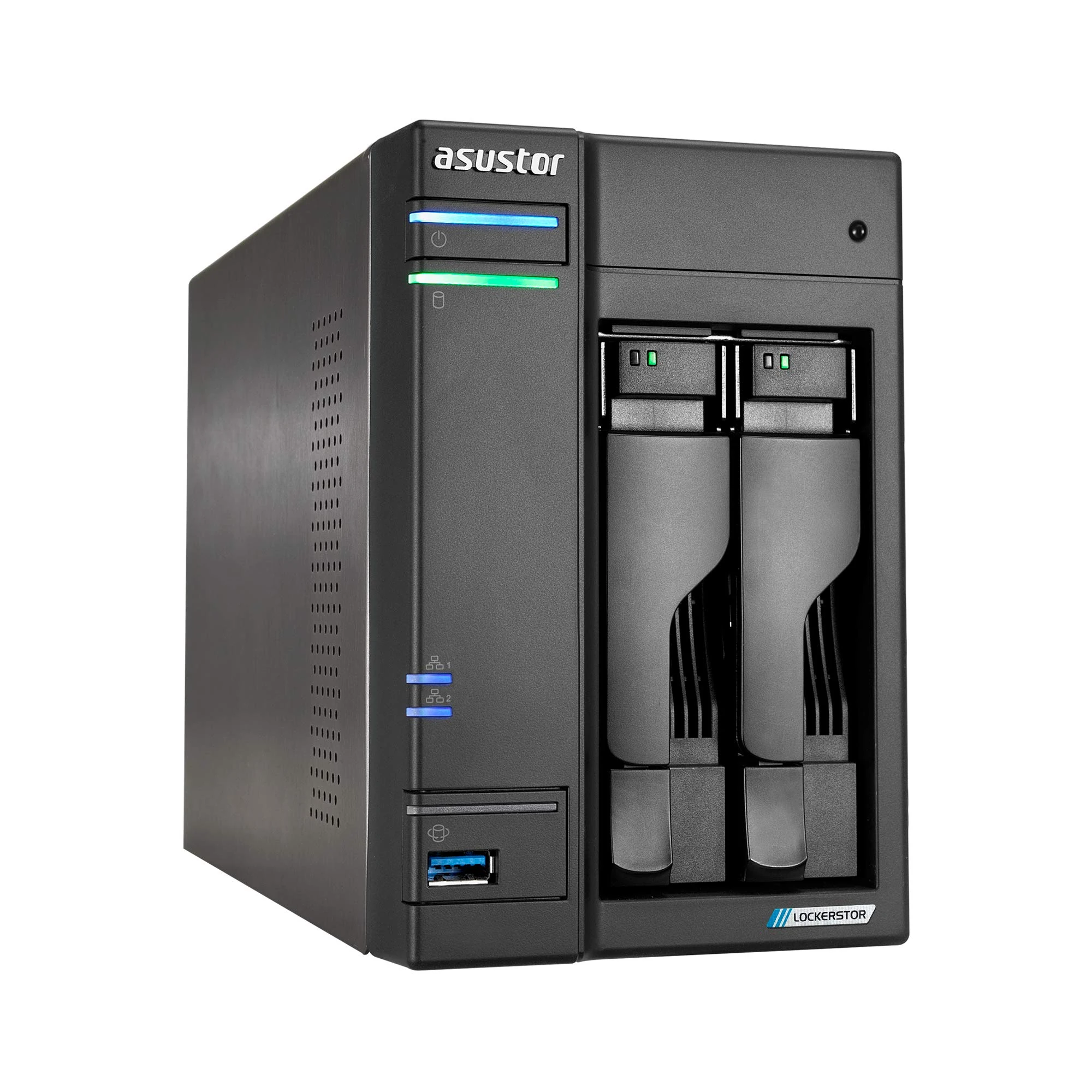 Asustor Lockerstor 2 Gen 2 AS6702T | 2 Bay NAS, Quad Core 2.0GHz CPU, 4 M.2 PCIe 3.0 SSD Slots, 2 2.5GbE Ports, 4GB RAM DDR4, Network Attached Storage (Diskless)