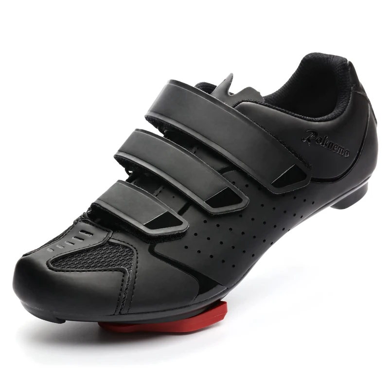Unisex Cycling Shoes with Look Delta Cleats - Peloton Compatible Spin Shoes with SPD Clips - Indoor Shimano Road Bike for Men Women, Black, 16.5 Women/15 Men - Image 1