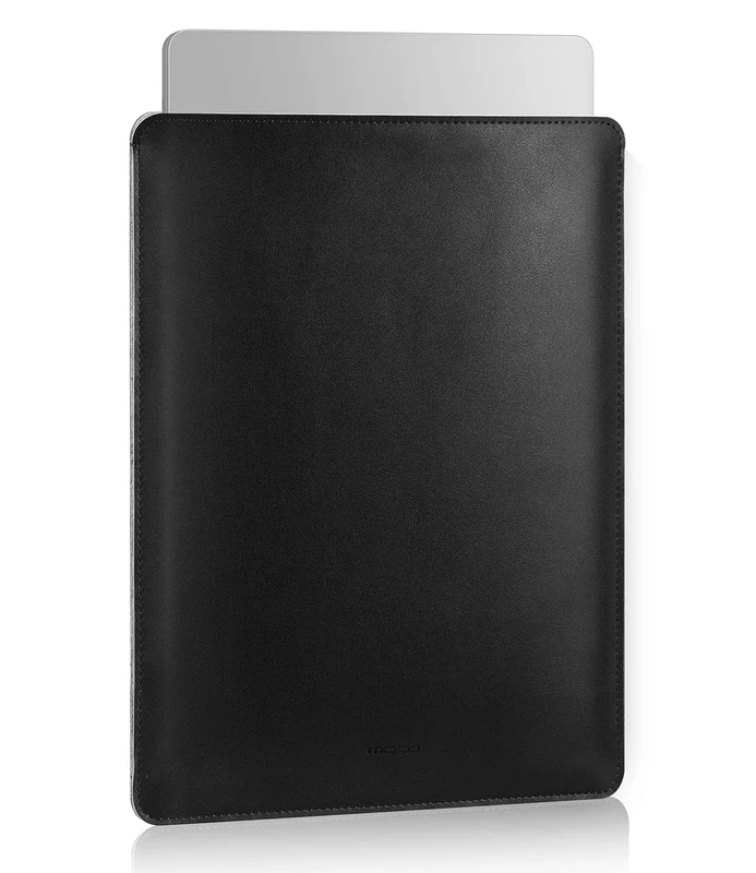 MoKo 14 Inch Laptop Sleeve Bag, PU Leather Briefcase Slim Stylish Case Compatible with MacBook Pro 14" M2 MAX 2023/2021, Black