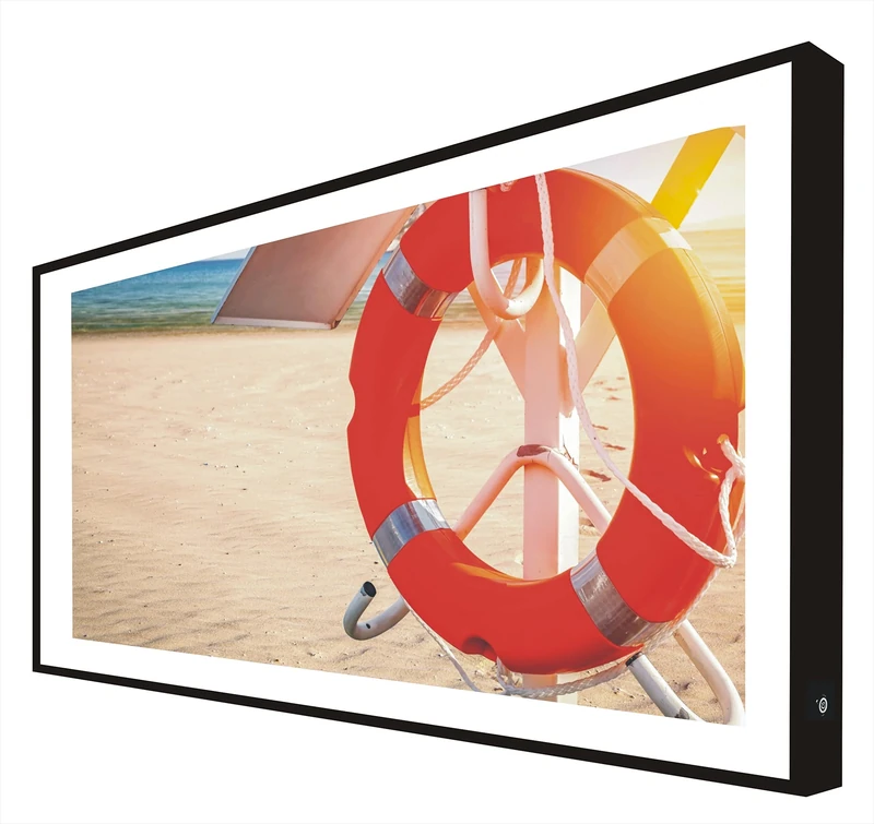 Picture with Black Lacquered Wooden Frame Backlit Beach