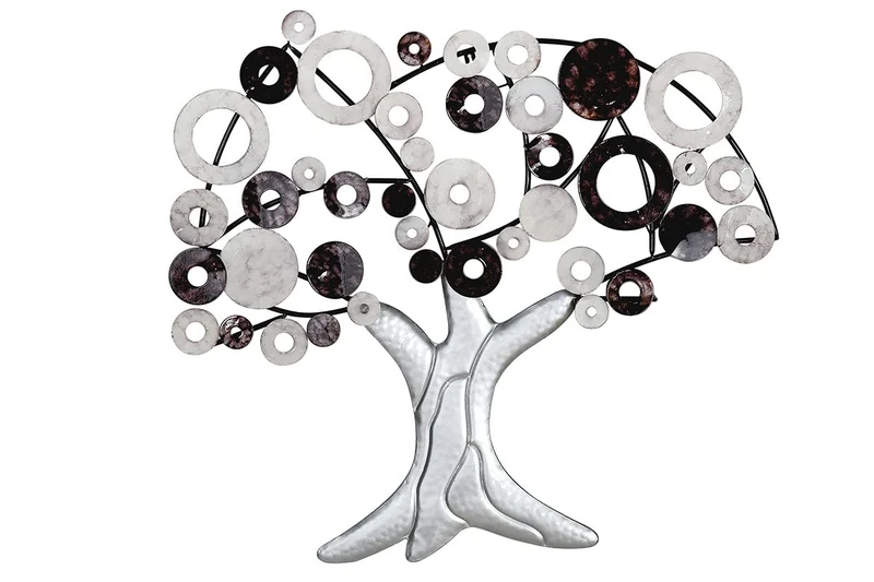 GILDE Wall Relief Metal Silver Tree 79 x 89 x 6 cm Wall Decoration Art Decoration Living Room