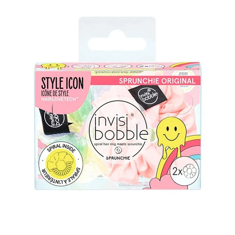 Invisibobble Hair Scrunchie Set Retro Dreamin' Pastel I 2 x Hair Bobbles Pink and Colourful for Girls and Women I Scrunchies Pink I Designed in The Heart of Munich
