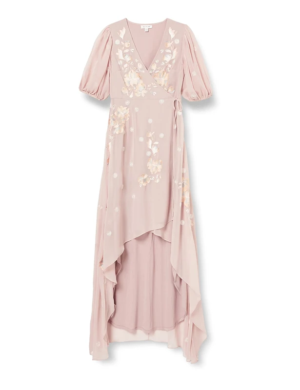 Frock and Frill Women's Floral Embroidered Dress Special Occasion, Bridal Rose Blush, 12